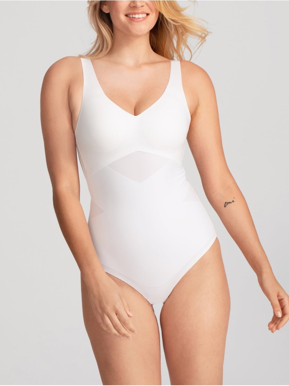 Honeylove Tank Bodysuit Compression Shapewear Stretch Sculpt Spanx White